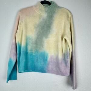 NEW Rainbow Sweater Pastel Tie Dye Cropped Casual Comfy Easter M